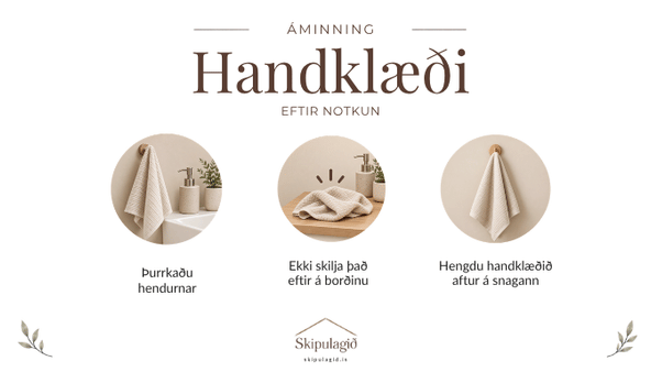 Lítið áminningarspjald fyrir handklæði